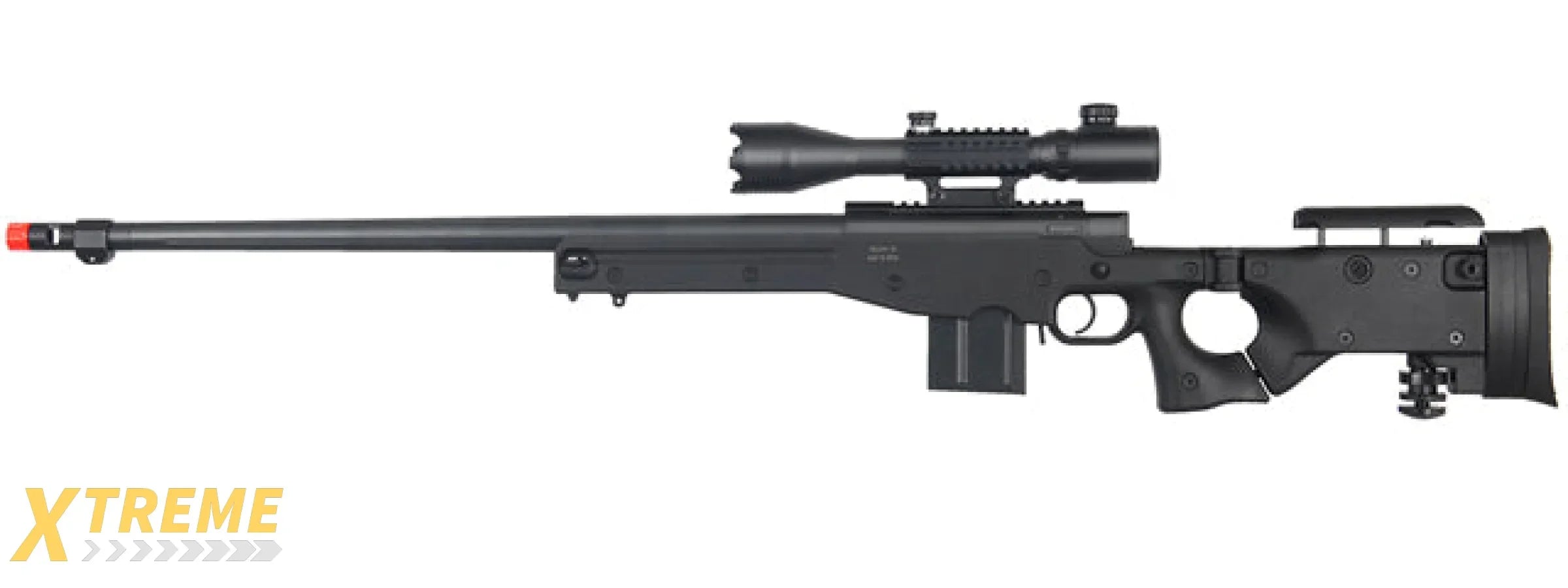 WELL MB4403BA2 BOLT ACTION RIFLE w/FLUTED BARREL & ILLUMININATED SCOPE (COLOR: BLACK)