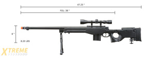 WELL MB4403BAB BOLT ACTION RIFLE w/FLUTED BARREL, SCOPE & BIPOD (COLOR: BLACK)