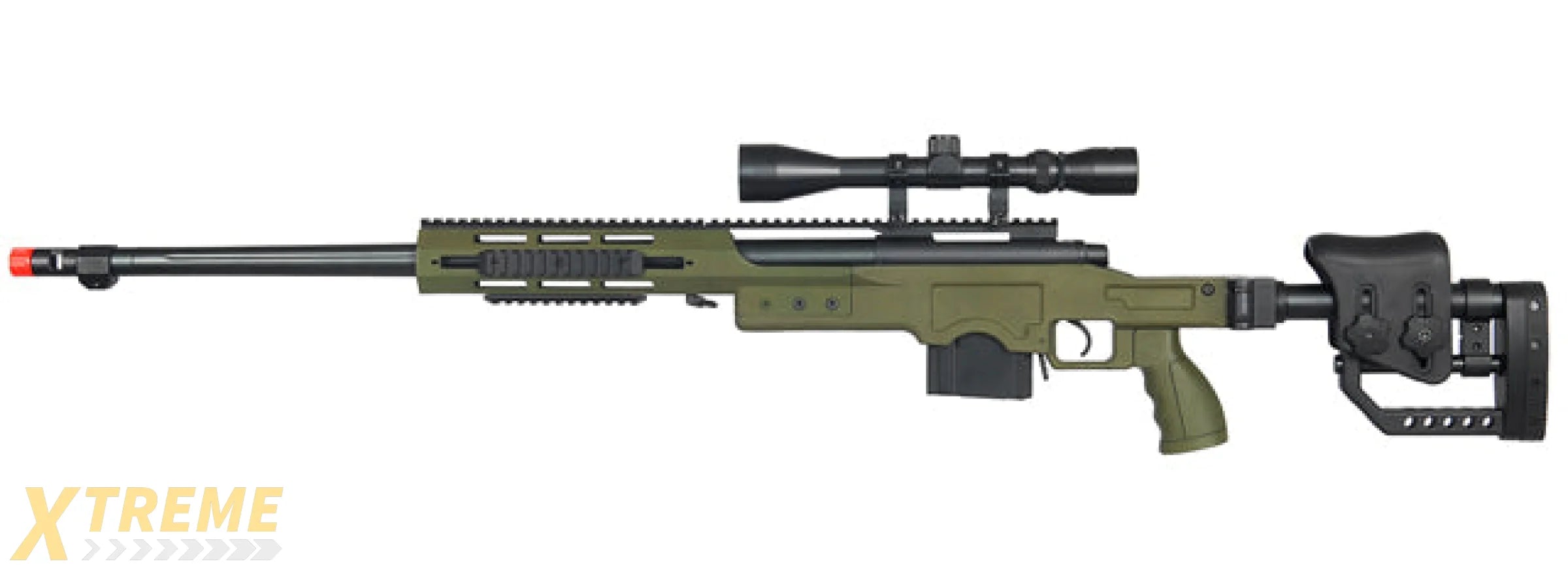 WELL MB4411GA BOLT ACTION RIFLE w/FLUTED BARREL & SCOPE (COLOR: OD GREEN)