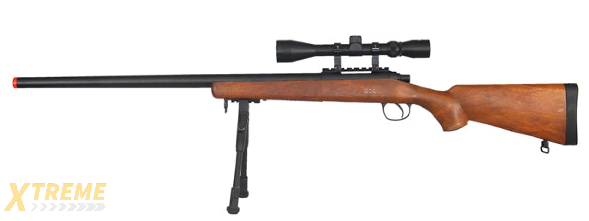 WELL VSR-10 BOLT ACTION RIFLE W/ SCOPE, SLING & BIPOD - WOOD