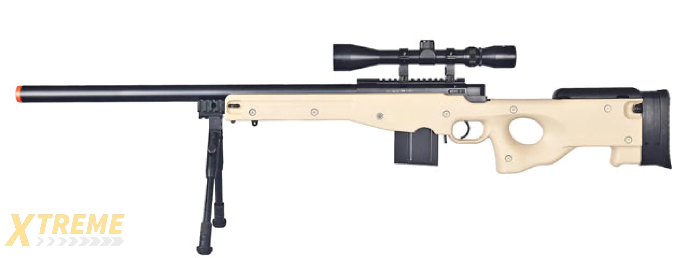 WELLFIRE AIRSOFT L96 AWP BOLT ACTION RIFLE W/ BIPOD AND SCOPE - TAN