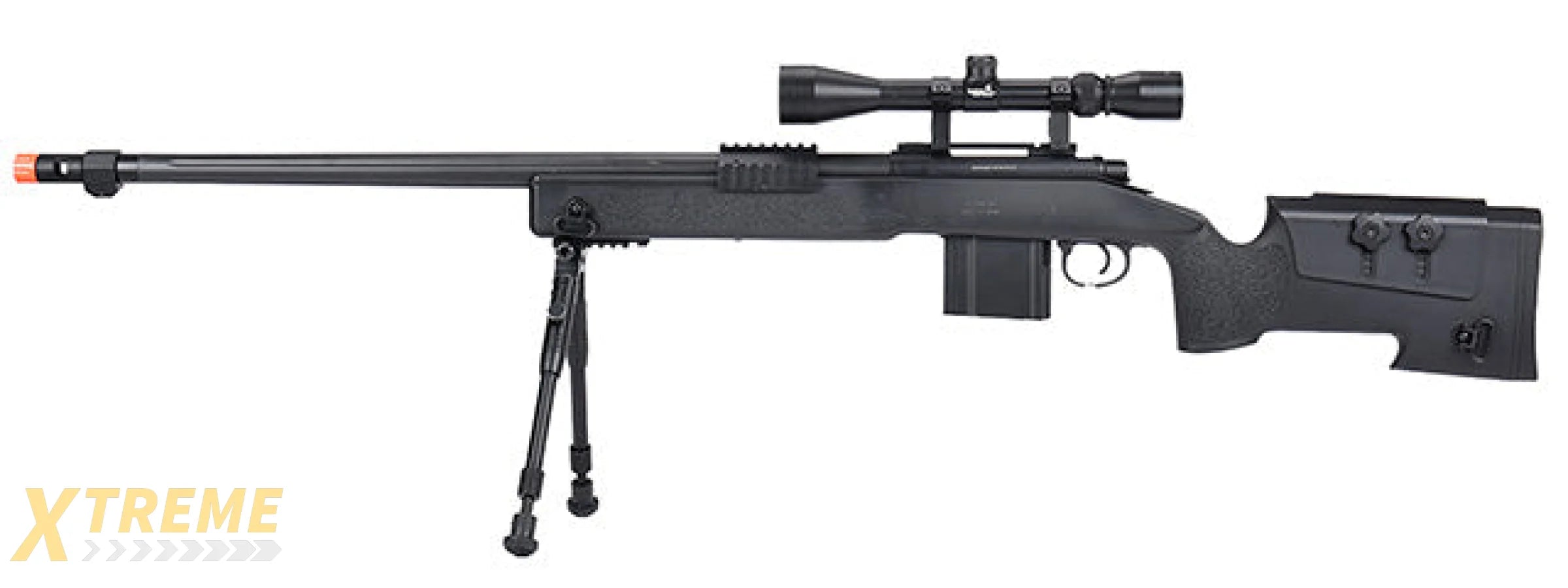 WellFire MB4416 M40A3 Bolt Action Sniper Rifle w/ Scope & Bipod (BLACK)