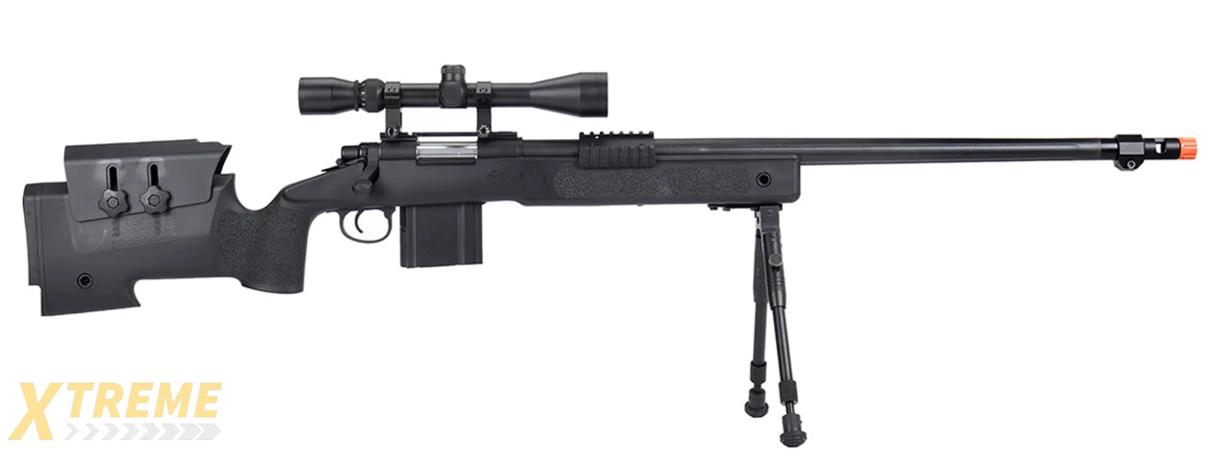 WellFire MB4416 M40A3 Bolt Action Sniper Rifle w/ Scope & Bipod (BLACK)