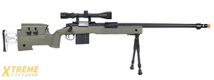 WellFire MB4417 M40A3 Bolt Action Airsoft Sniper Rifle w/ Scope & Bipod (OD GREEN)