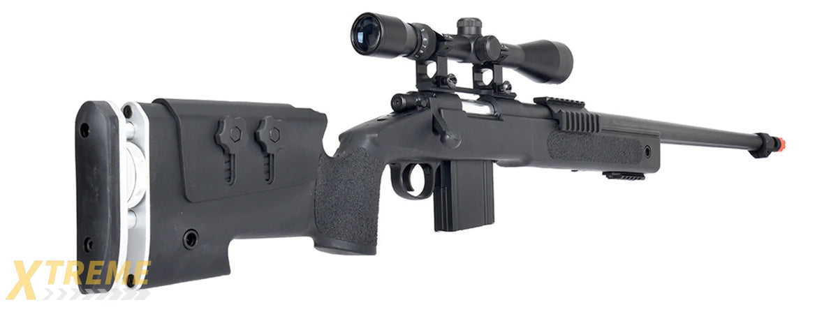 WellFire MB4417 M40A3 Bolt Action Airsoft Sniper Rifle w/ Scope (BLACK)