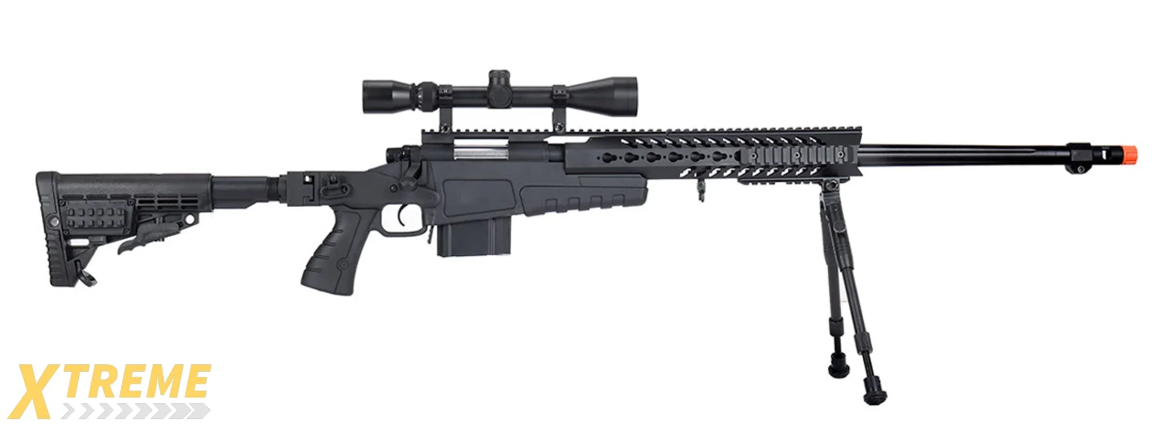WellFire MB4418-1 Bolt Action Airsoft Sniper Rifle w/ Scope & Bipod (BLACK)