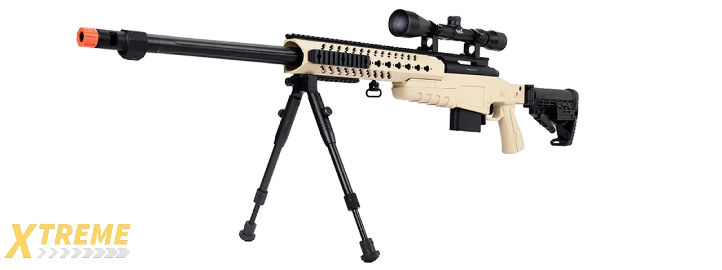 WellFire MB4418-1 Bolt Action Airsoft Sniper Rifle w/ Scope & Bipod (TAN)