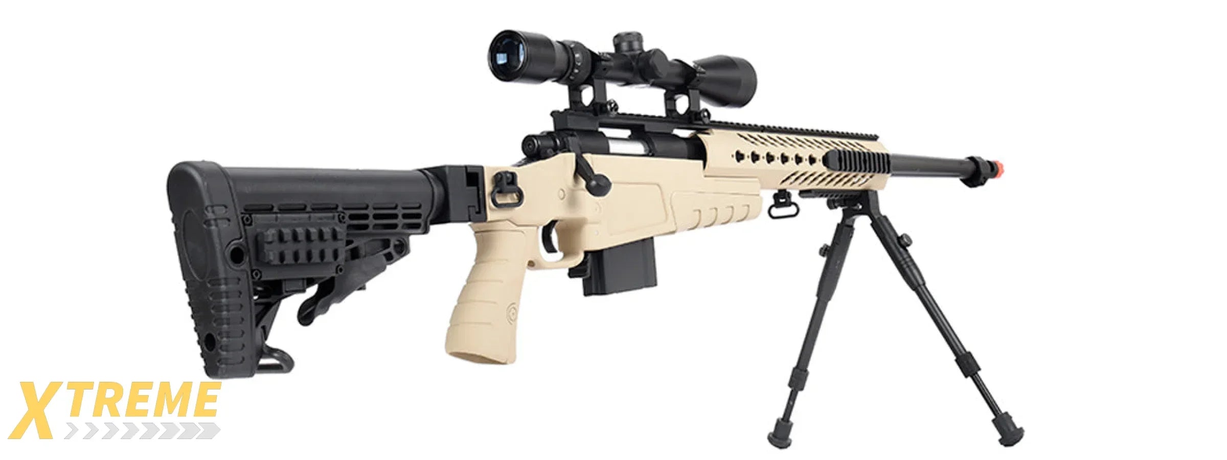 WellFire MB4418-1 Bolt Action Airsoft Sniper Rifle w/ Scope & Bipod (BLACK)