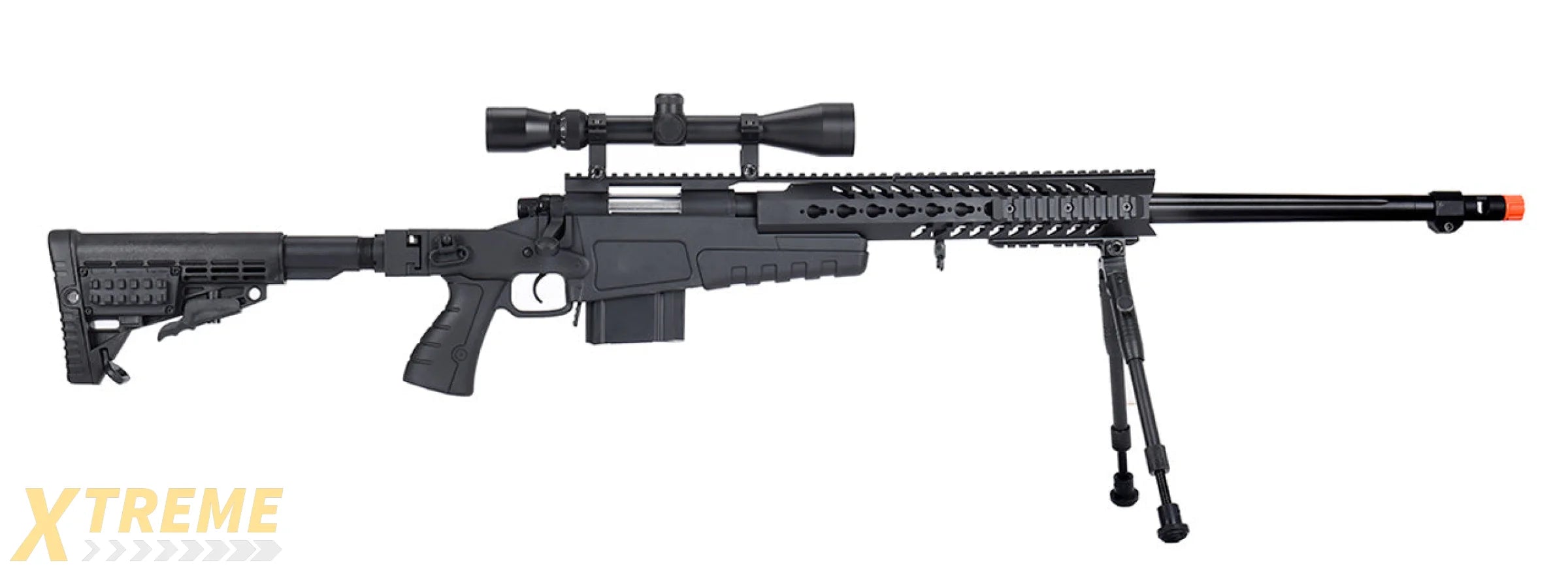 WellFire MB4418-1 Bolt Action Airsoft Sniper Rifle w/ Scope & Bipod (BLACK)