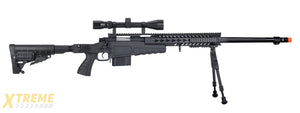 WellFire MB4418-1 Bolt Action Airsoft Sniper Rifle w/ Scope & Bipod (BLACK)