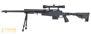 WellFire MB4418-1 Bolt Action Airsoft Sniper Rifle w/ Scope & Bipod (BLACK)