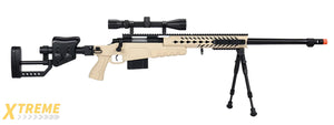 WellFire MB4418-2 Bolt Action Airsoft Sniper Rifle w/ Scope & Bipod (TAN)