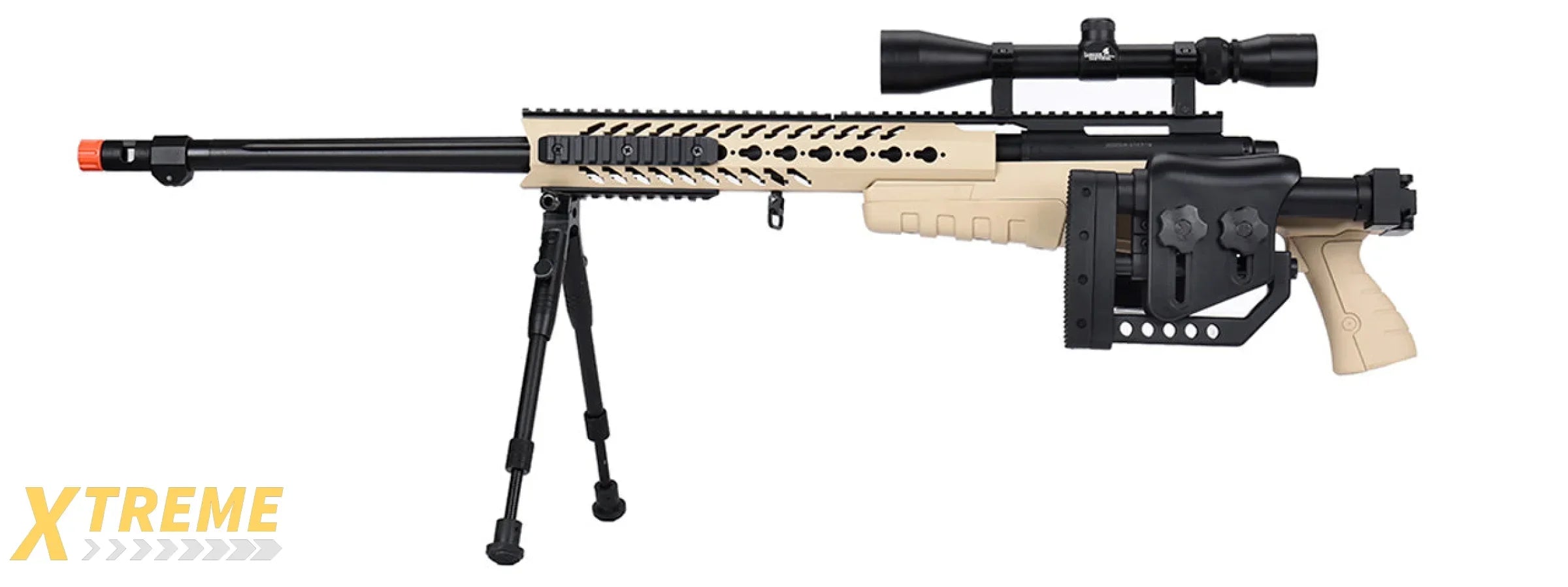 WellFire MB4418-2 Bolt Action Airsoft Sniper Rifle w/ Scope & Bipod (TAN)