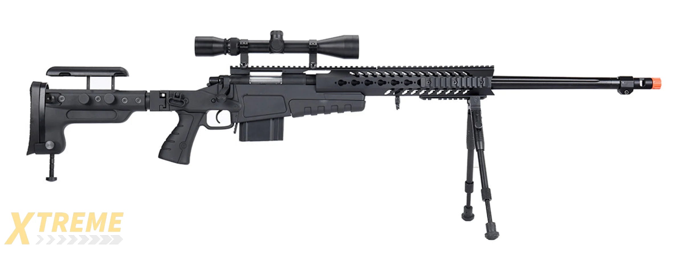 WellFire MB4418-3 Bolt Action Airsoft Sniper Rifle w/ Scope & Bipod (BLACK)