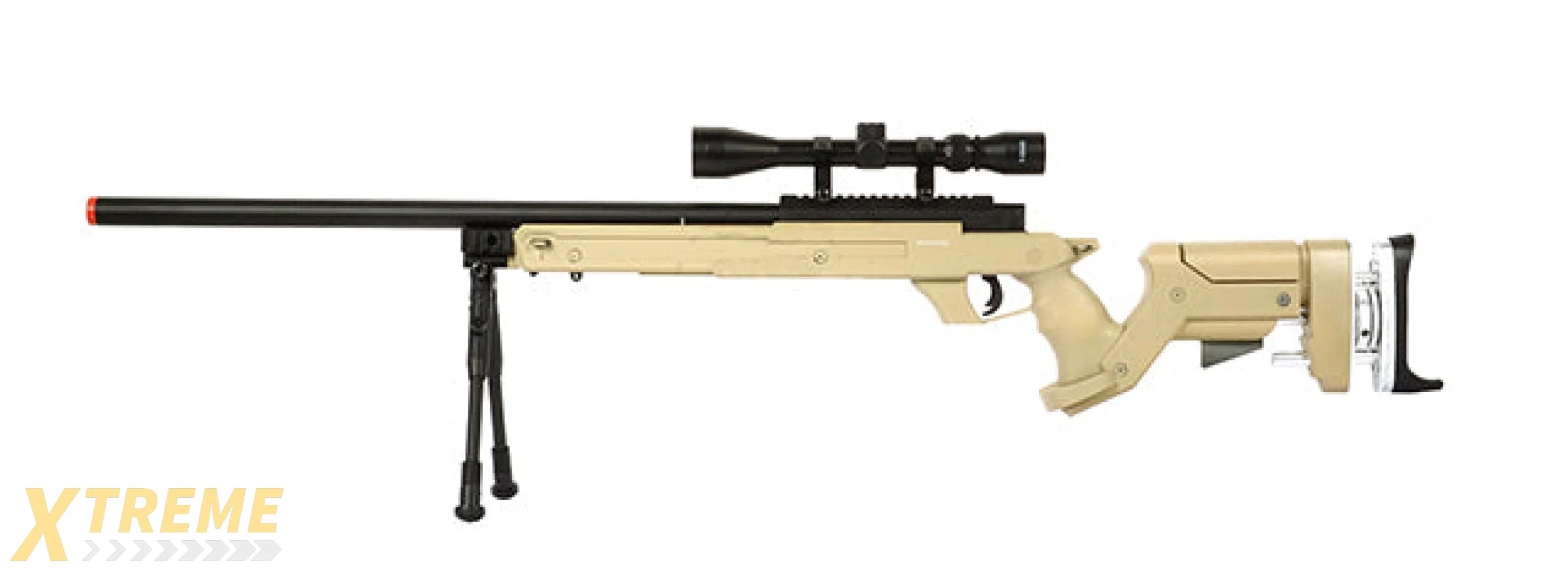 WELLFIRE SR22 BOLT ACTION TYPE 22 SNIPER RIFLE W/ SCOPE & BIPOD - TAN